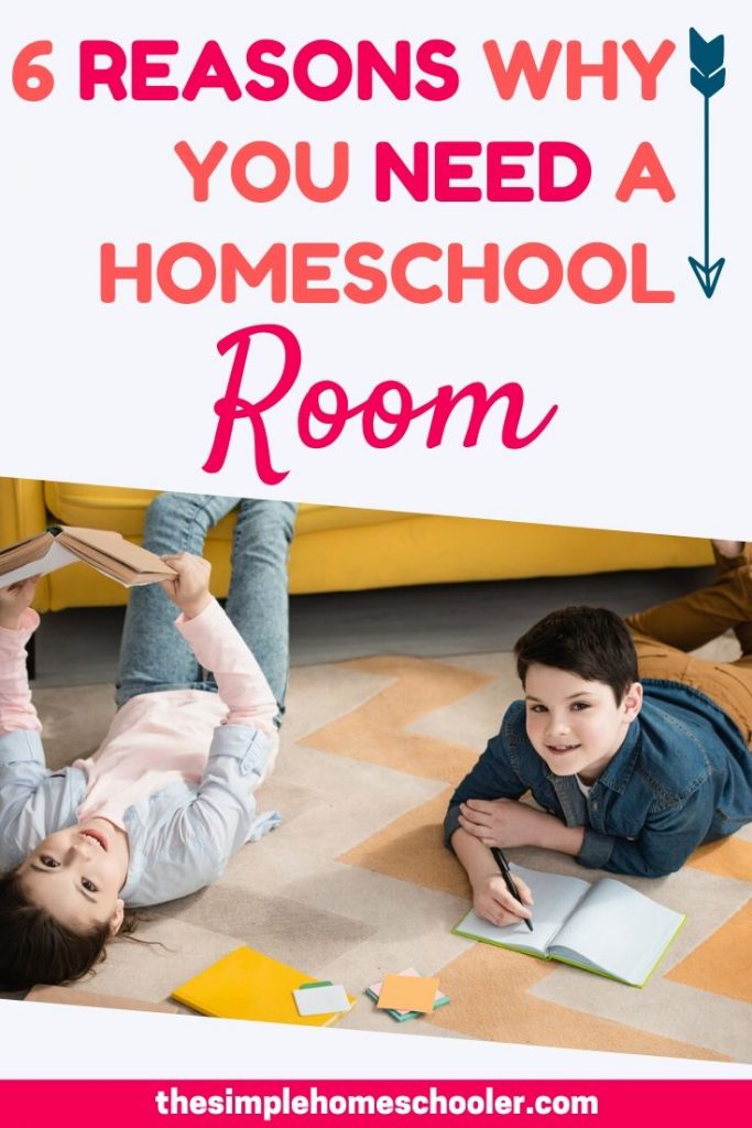 Trust me, you really do need a homeschool room!  It will do wonders for your homeschool, even if you have a tiny space (like me!) to work with. I have 6 reasons that will absolutely convince you that a homeschool spaceit is crucial for organization, efficiency, and to keep your year on track!  