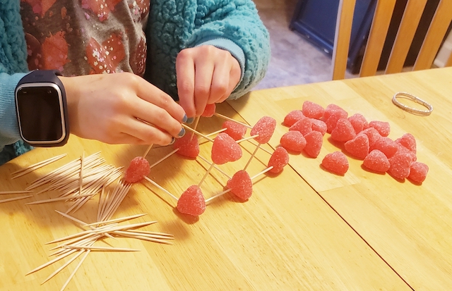 Homeschool kid starting Valentine's Day STEM Activity