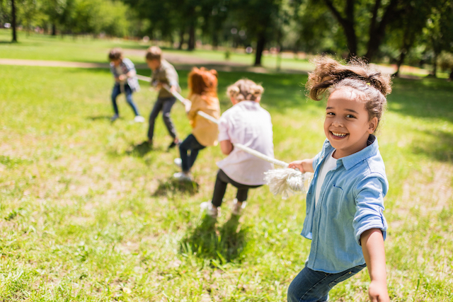 Healthy weight homeschooled kids outside and active