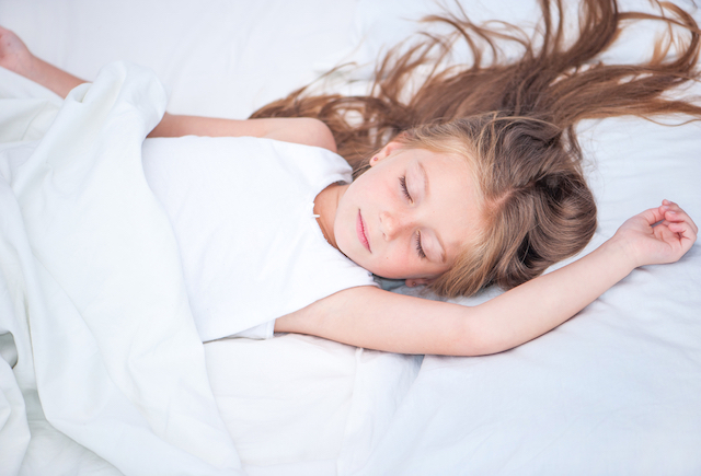 Homeschooler with a healthy weight sleeping in 