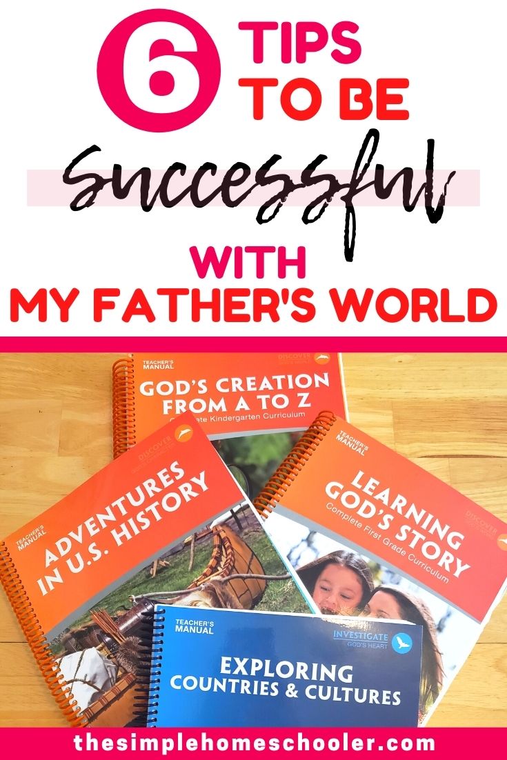 Excited about starting your homeschool with My Father's World Curriculum?! You made a great choice! I have loved using this gentle, fun curriculum for over 3 years! There are a few tips and tricks I've learned along the way that will help you make the very most of your purchase and bless your homeschool year!