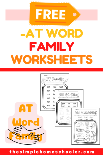 AT Words For Kindergarten: Word List + Worksheets! - The Simple ...