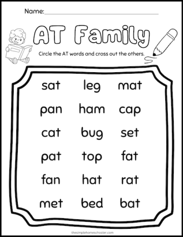 AT Words For Kindergarten: Word List + Worksheets! - The Simple ...