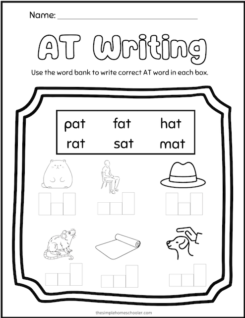 At Word Family Worksheet 2