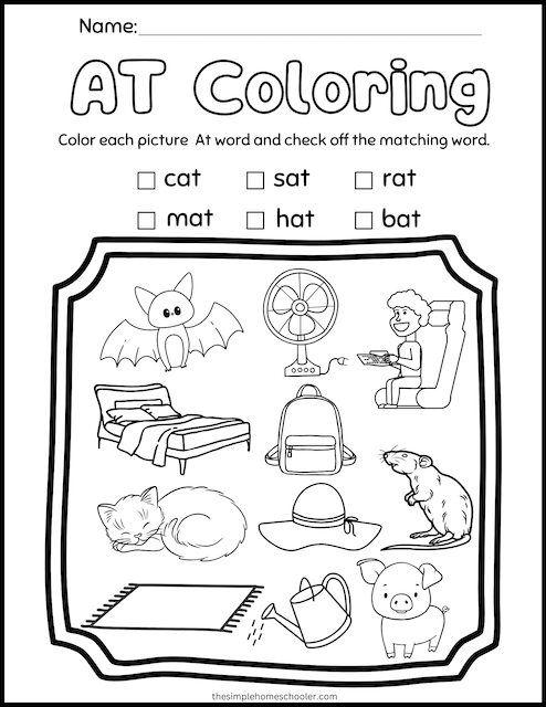 At Word Family Worksheet 3