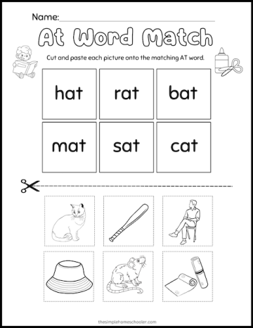 AT Words For Kindergarten: Word List + Worksheets! - The Simple ...