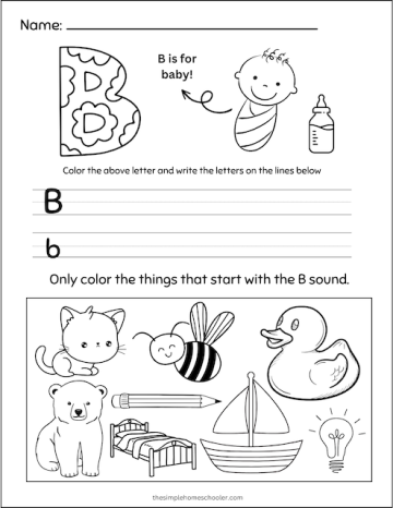 Free Letter B Tracing Worksheets: Easy Print! - The Simple Homeschooler