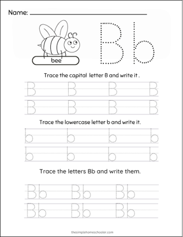 Free Letter B Tracing Worksheets: Easy Print! - The Simple Homeschooler