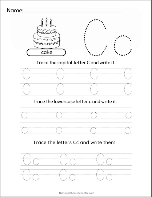 10 Tracing Letter C Worksheets: Easy Print & Free! - The Simple ...