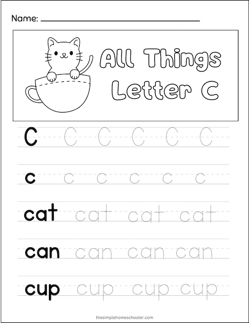 10 Tracing Letter C Worksheets: Easy Print & Free! - The Simple ...