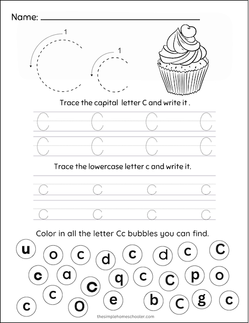 Letter C Tracing Worksheet 7