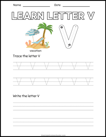 15+ Letter V Worksheets: Free & Easy Print! - The Simple Homeschooler