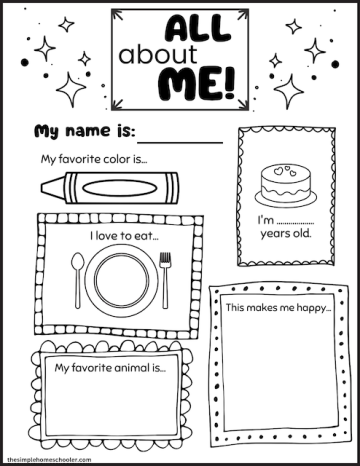 Free All About Me Worksheets For Kindergarten: Easy Print! - The Simple ...