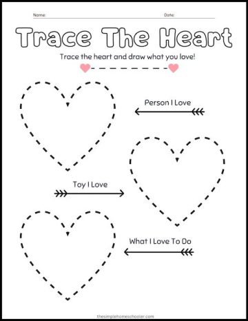 Free Heart Tracing Worksheets: Easy Print! - The Simple Homeschooler