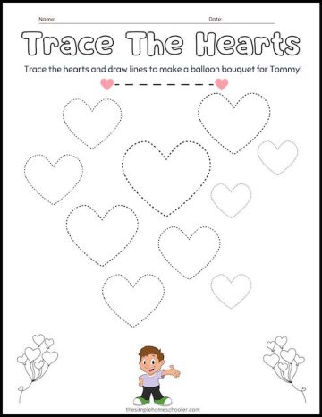 Free Heart Tracing Worksheets: Easy Print! - The Simple Homeschooler