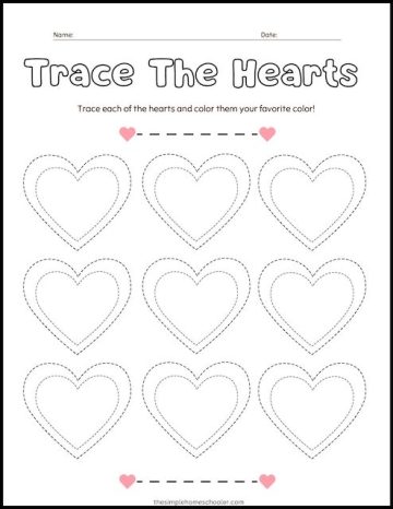 Free Heart Tracing Worksheets: Easy Print! - The Simple Homeschooler