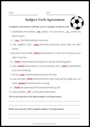 Easy Print Subject Verb Agreement Worksheets! - The Simple Homeschooler