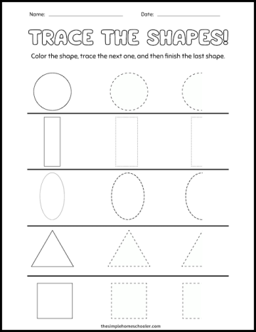 18 Free Tracing Shapes Worksheets For Preschoolers - The Simple ...