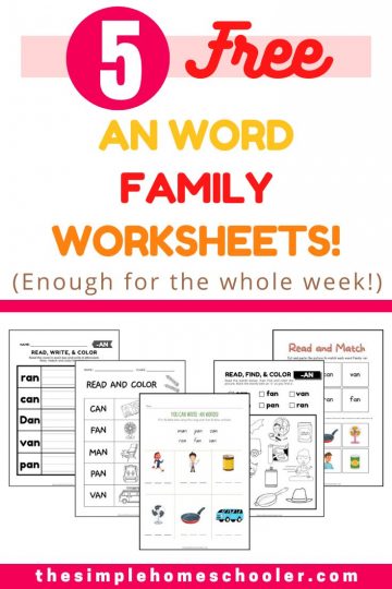 AN Word Family Worksheets: Free & Instant Download! - The Simple ...