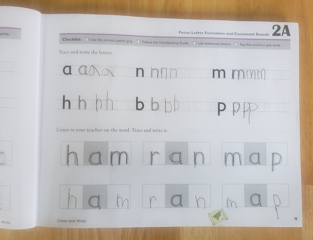 Level A Workbook page from Week 2