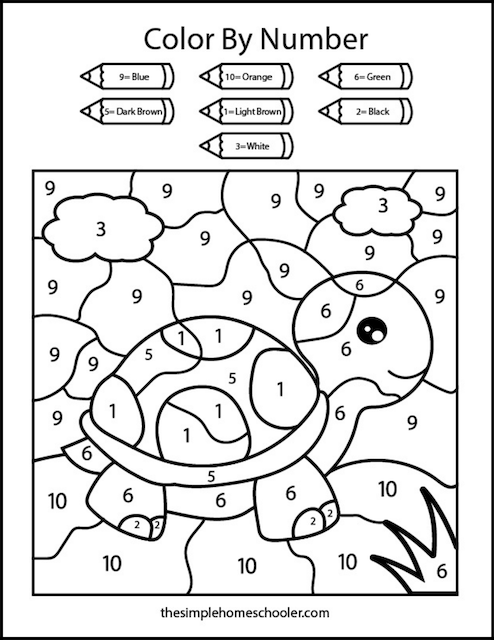 Free Easy Color By Number Worksheets For Kindergarten - The Simple ...