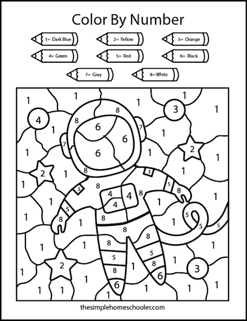 Free Easy Color By Number Worksheets For Kindergarten - The Simple ...