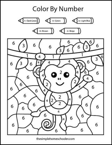 Free Easy Color By Number Worksheets For Kindergarten - The Simple ...