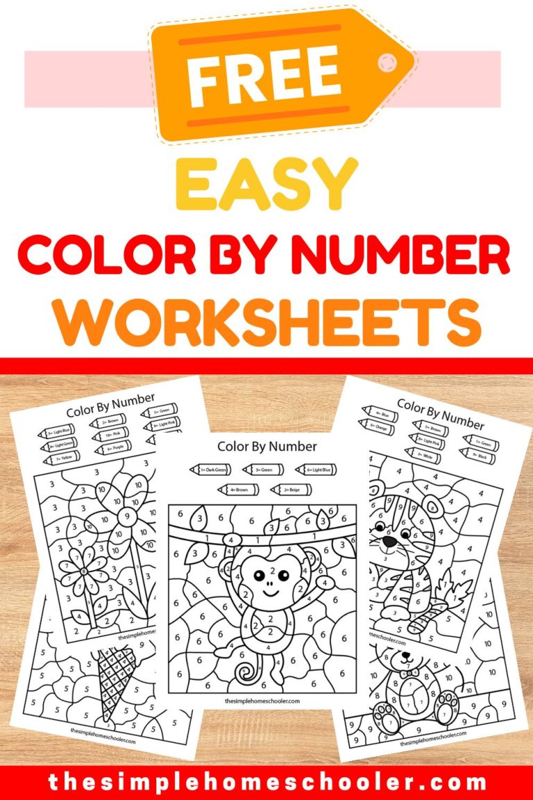 Easy Color by Number Worksheets for Kindergarten Pin