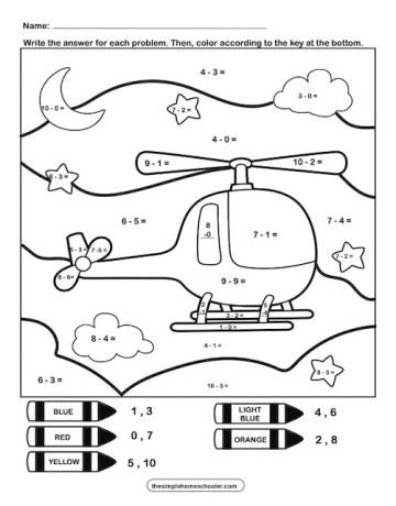 10 Free Subtraction Color By Number Worksheets: Easy Print! - The ...