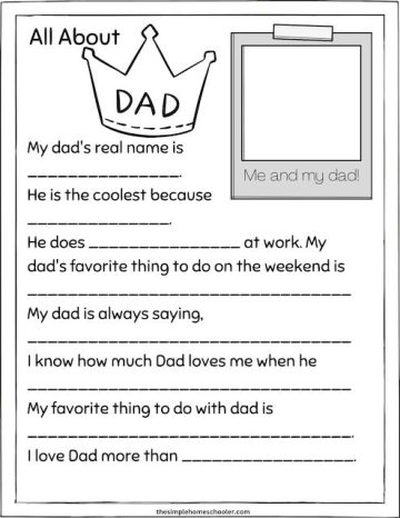 10 Super All About My Dad Worksheets: Easy Print - The Simple Homeschooler