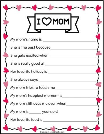 10 Heart-Warming All About My Mom Worksheets: Easy Print - The Simple ...