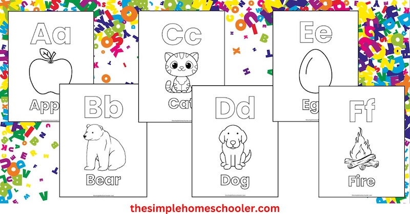 Alphabet Coloring Worksheets on a letter background