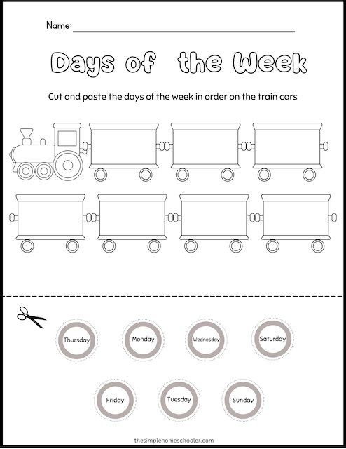 Free Days of the Week Worksheets for Kindergarten - The Simple Homeschooler