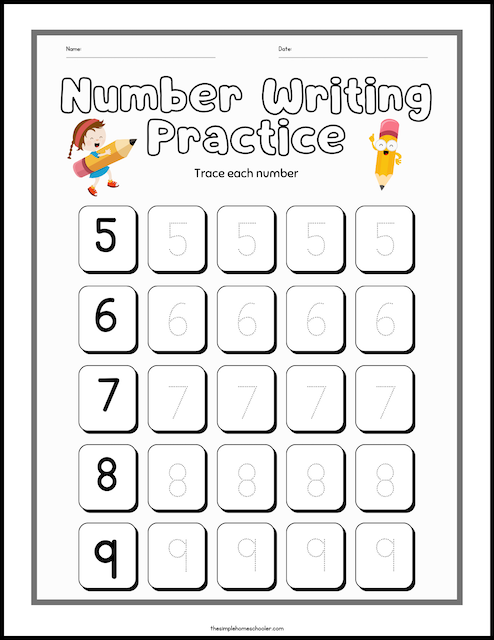 15+ Free Number Writing Worksheets For Kindergarten - The Simple ...