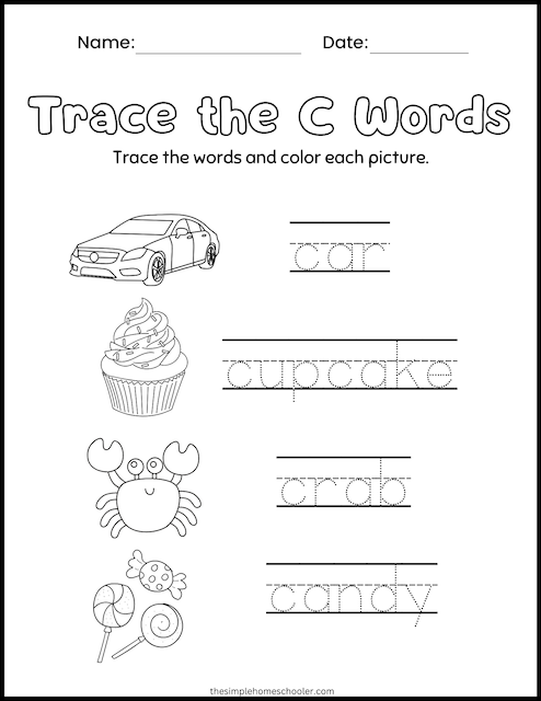 Word Tracing Worksheet 3