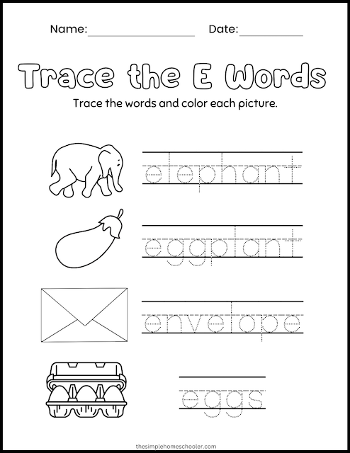 Word Tracing Worksheet 5