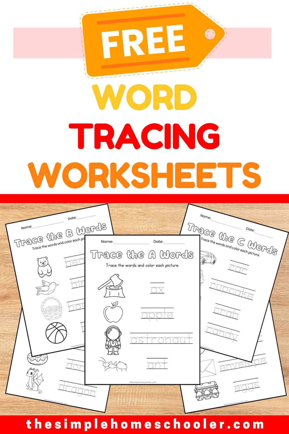 Word Tracing Worksheets Pin