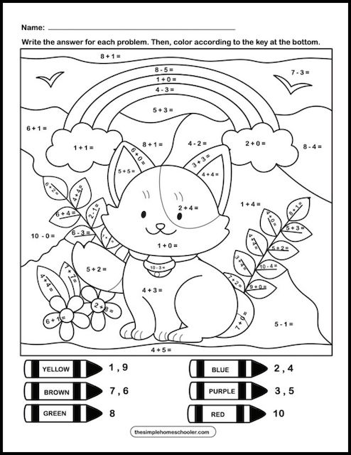 10 Free Mixed Addition And Subtraction Color By Number Worksheets The 