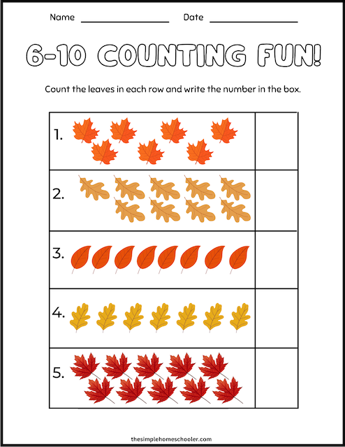 13 Cute Counting Objects Worksheets 1-10: Easy Print - The Simple ...