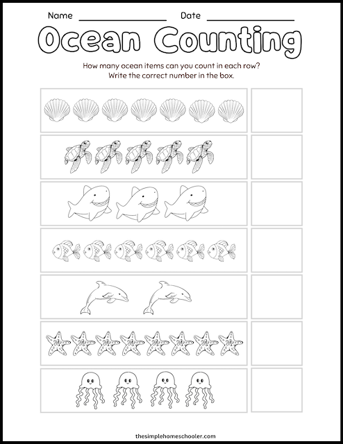 13 Cute Counting Objects Worksheets 1-10: Easy Print - The Simple ...