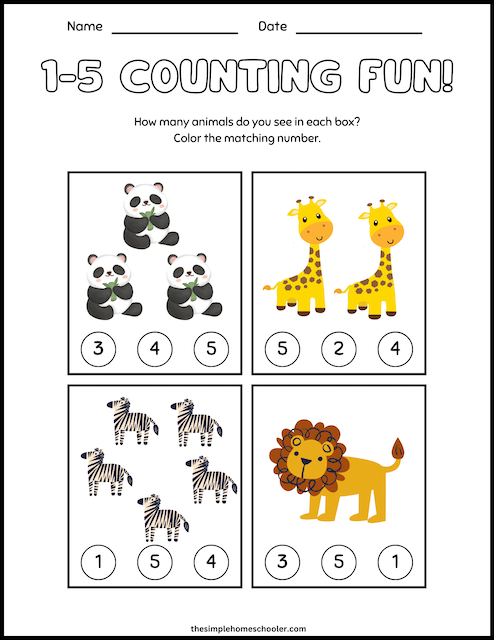 13 Cute Counting Objects Worksheets 1-10: Easy Print - The Simple ...