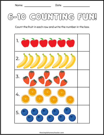 13 Cute Counting Objects Worksheets 1-10: Easy Print - The Simple ...