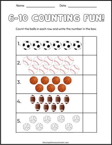 13 Cute Counting Objects Worksheets 1-10: Easy Print - The Simple ...