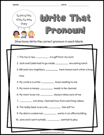 Free and Fun Subject Pronouns Worksheets! - The Simple Homeschooler