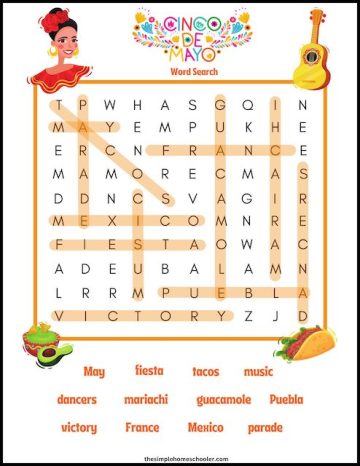 cinco de mayo word search answer key