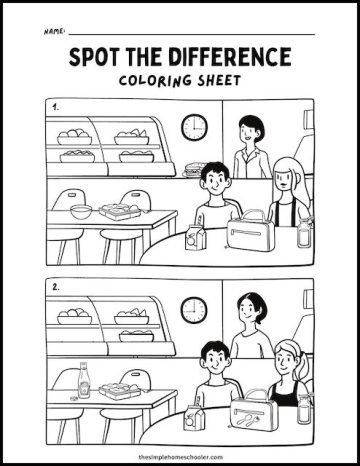 10 Free Spot The Difference Coloring Pages: Easy Print! - The Simple ...