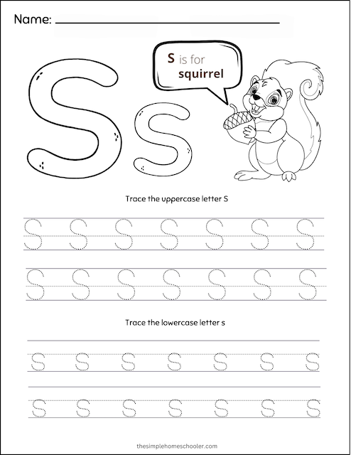 Letter S Tracing Worksheet 3