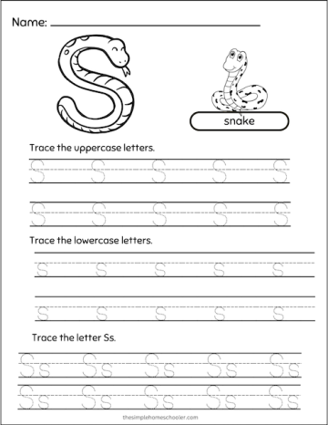 Super Letter S Tracing Worksheets!: Free & Easy Print - The Simple ...