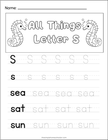 Super Letter S Tracing Worksheets!: Free & Easy Print - The Simple ...