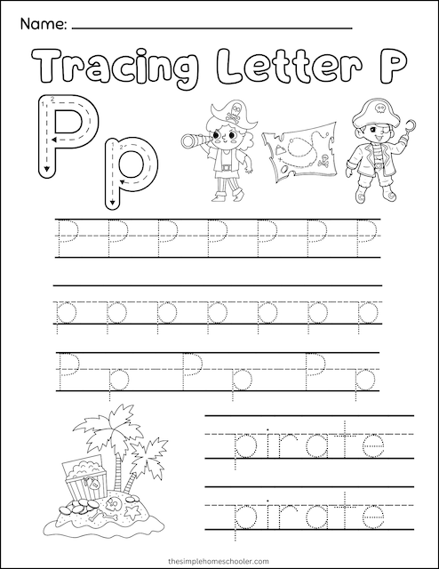 P Tracing Worksheet 2